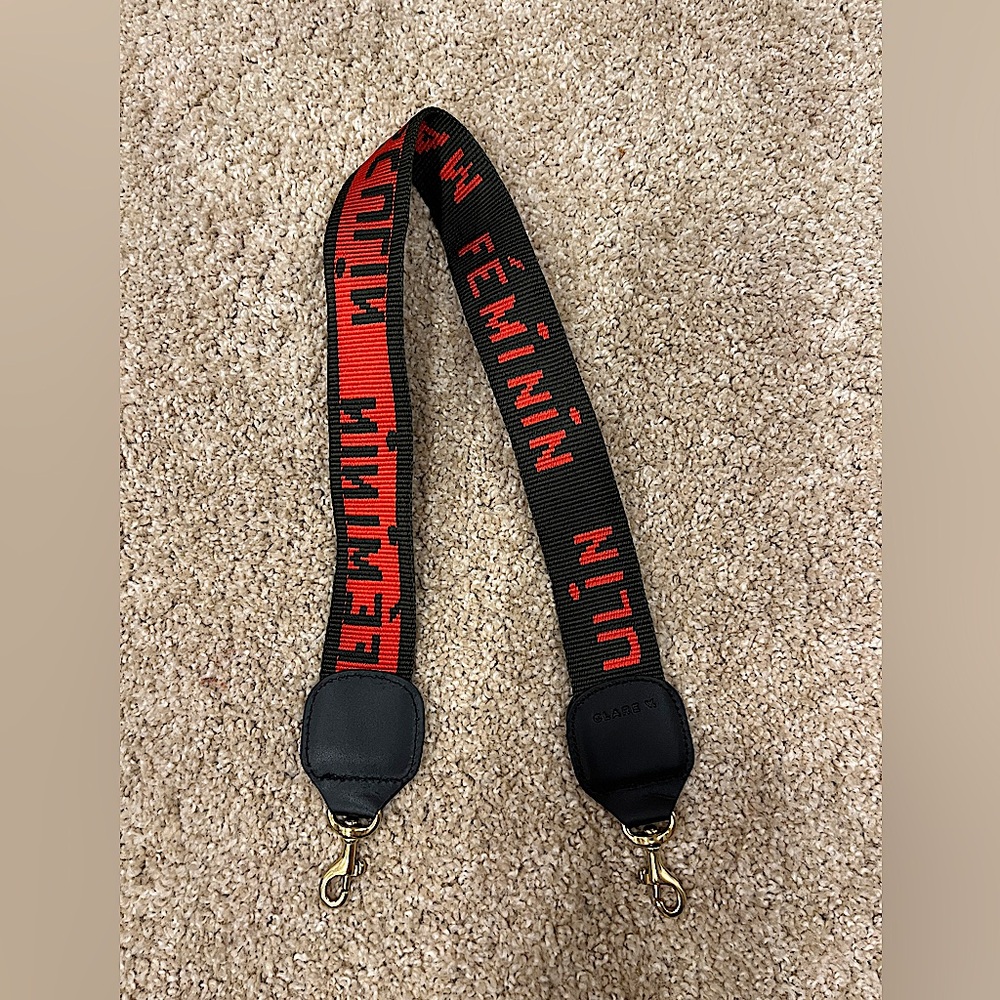 Clare V. shoulder strap Masculine/Feminine in army green/poppy colorway